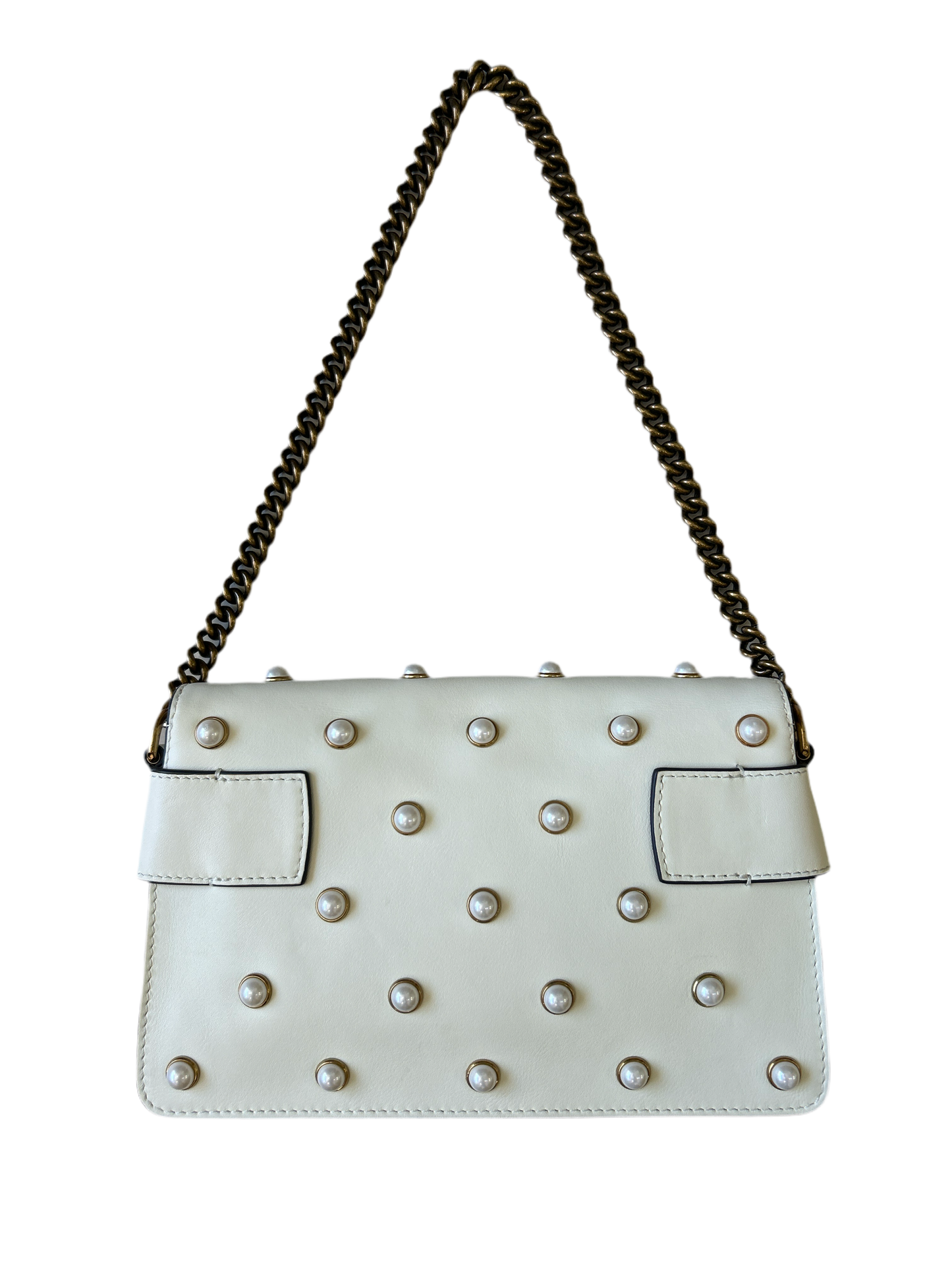 Gucci Ivory Queen Margaret Broadway Leather Pearl Bag
