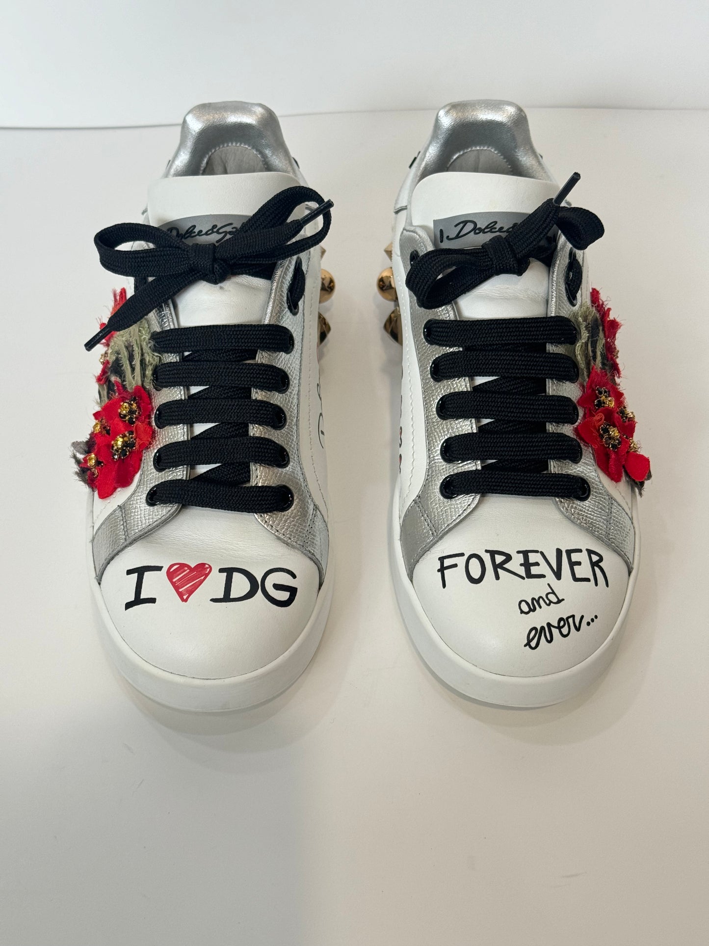 Dolce & Gabbana Portofino Flower Embellished Sneakers