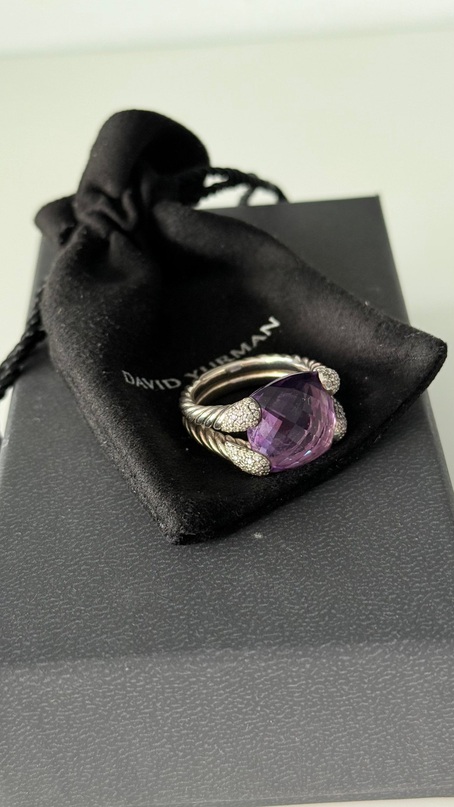 David Yurman Amathyst & Micro Pavé Diamonds Ring