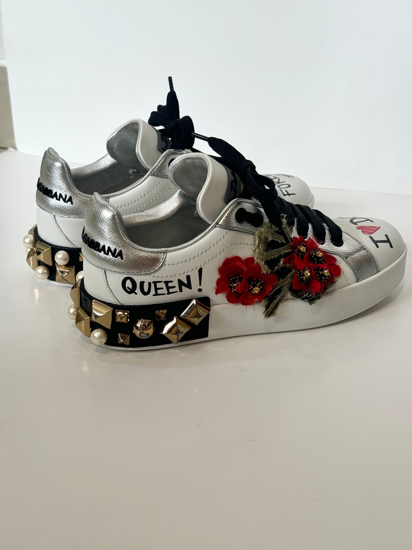 Dolce & Gabbana Portofino Flower Embellished Sneakers