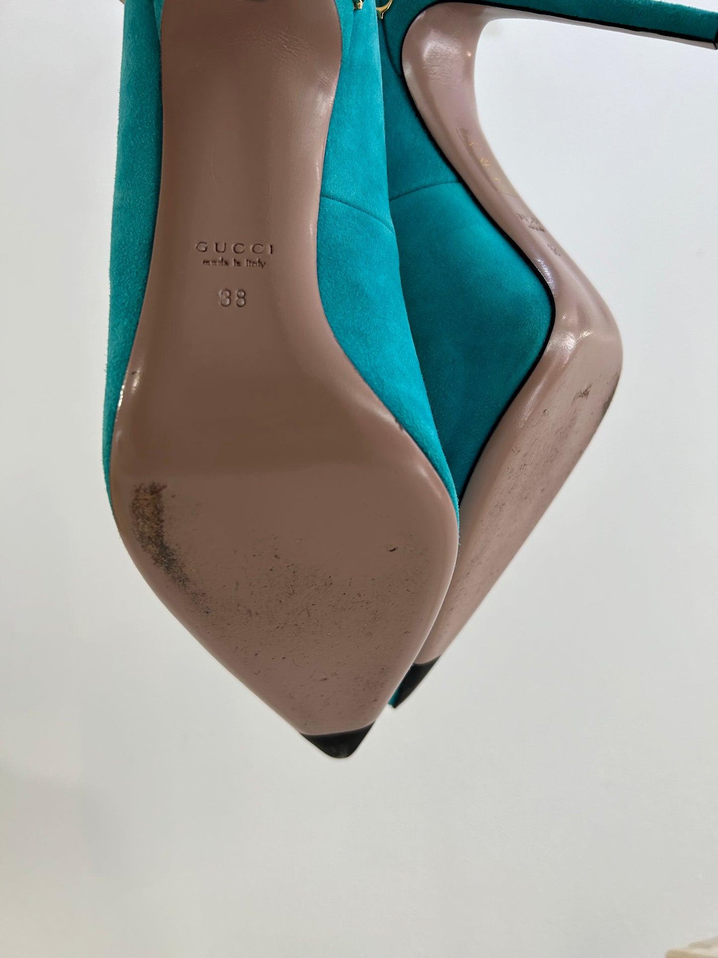 Gucci Teal Suede Heels 38