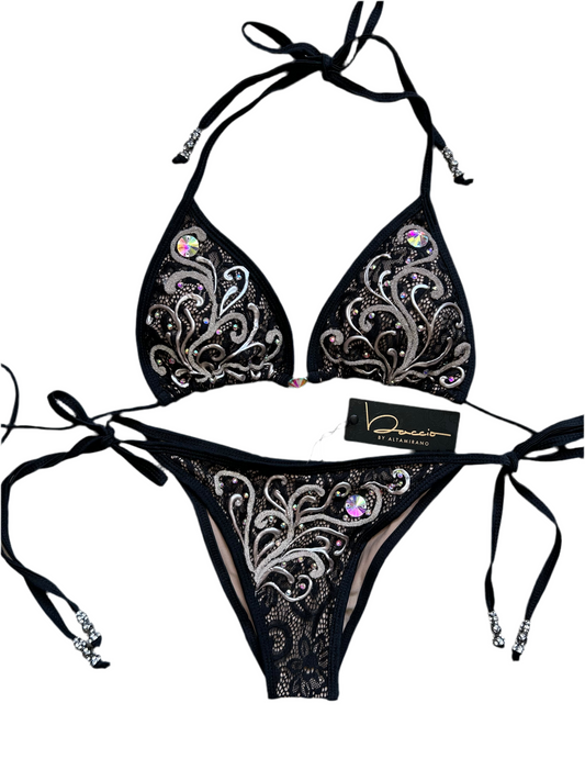 Baccio Black Rhinestone Swimsuit