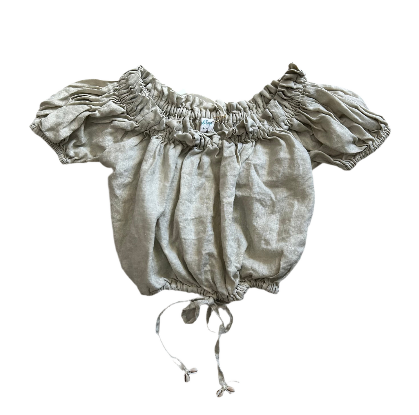 Andi Bagus Tan linen crop top