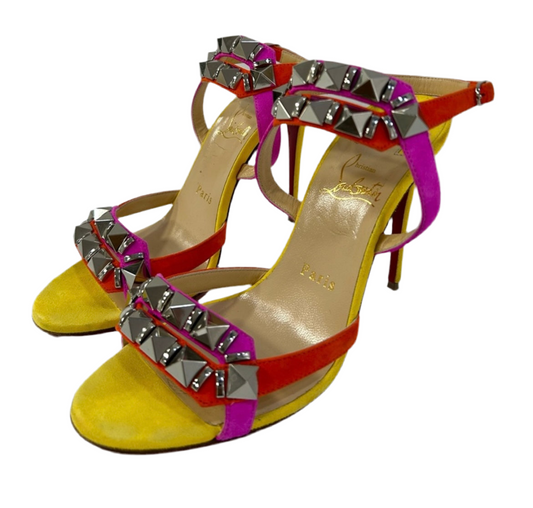 Christian Louboutin Studded Multi Color Strap heel 36.5
