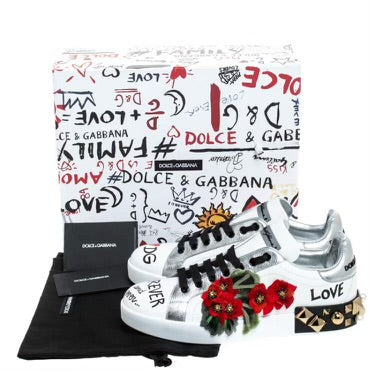 Dolce & Gabbana Portofino Flower Embellished Sneakers