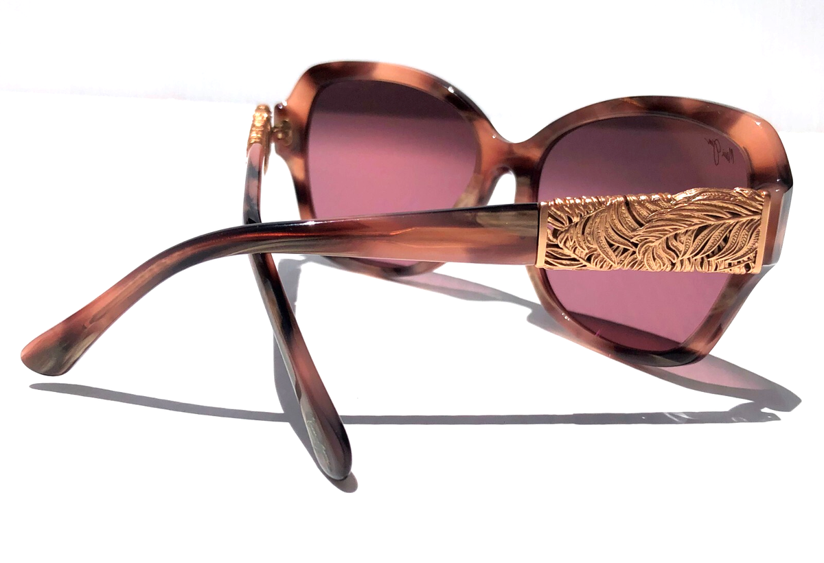 Maui Jim Rose Tortoise Sunglasses with Rose Lenses & Rose Gold Feather Temples