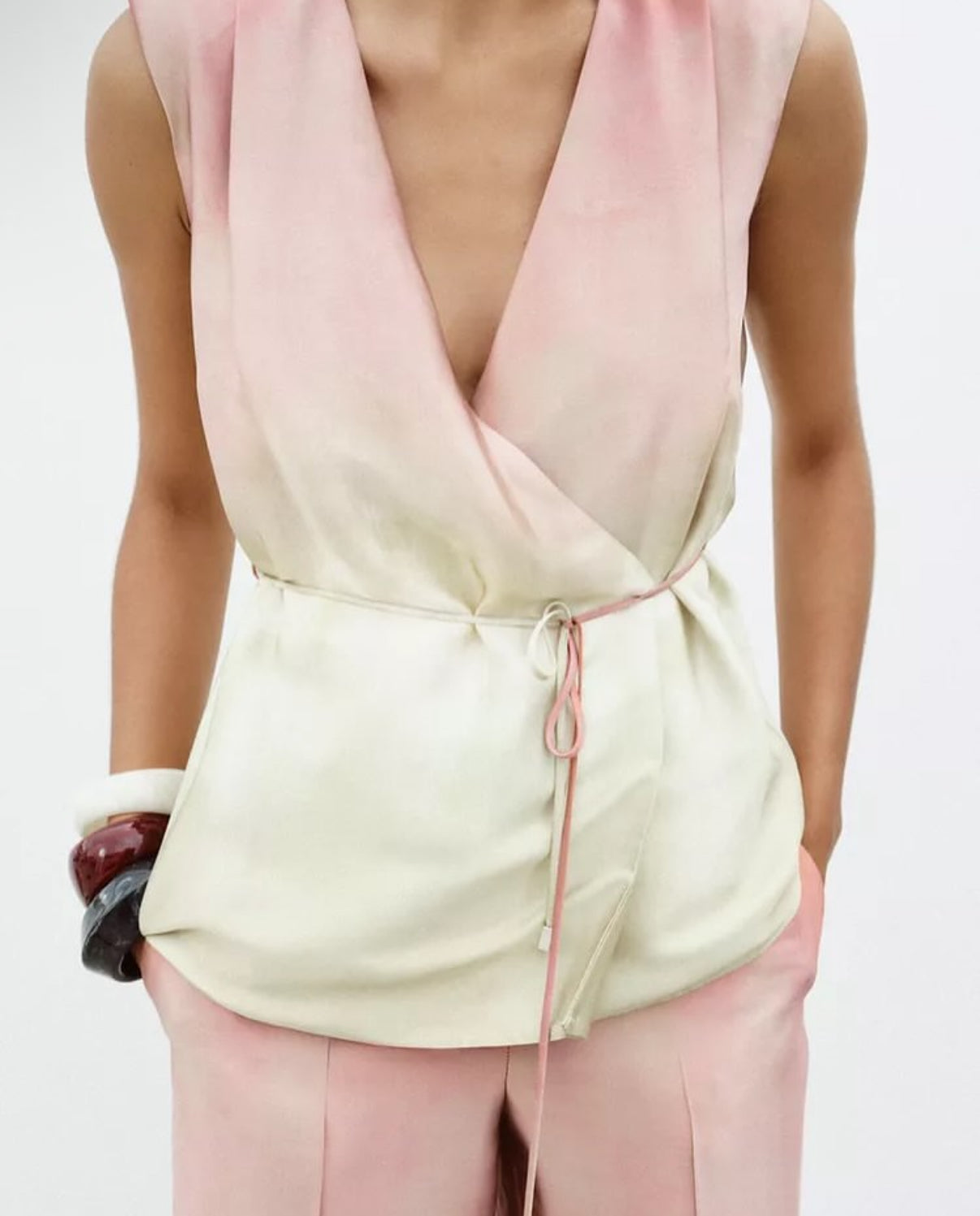 Zara Woman | Elegant Pink Mint Sleeveless Top