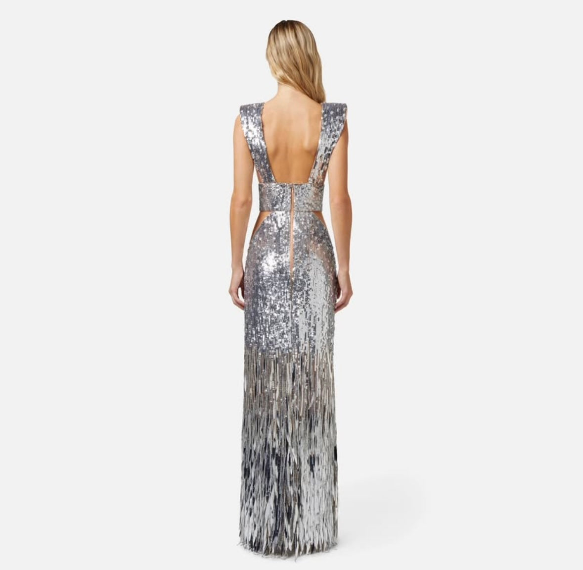 Elisabetta Franchi Silver Red Carpet Gown