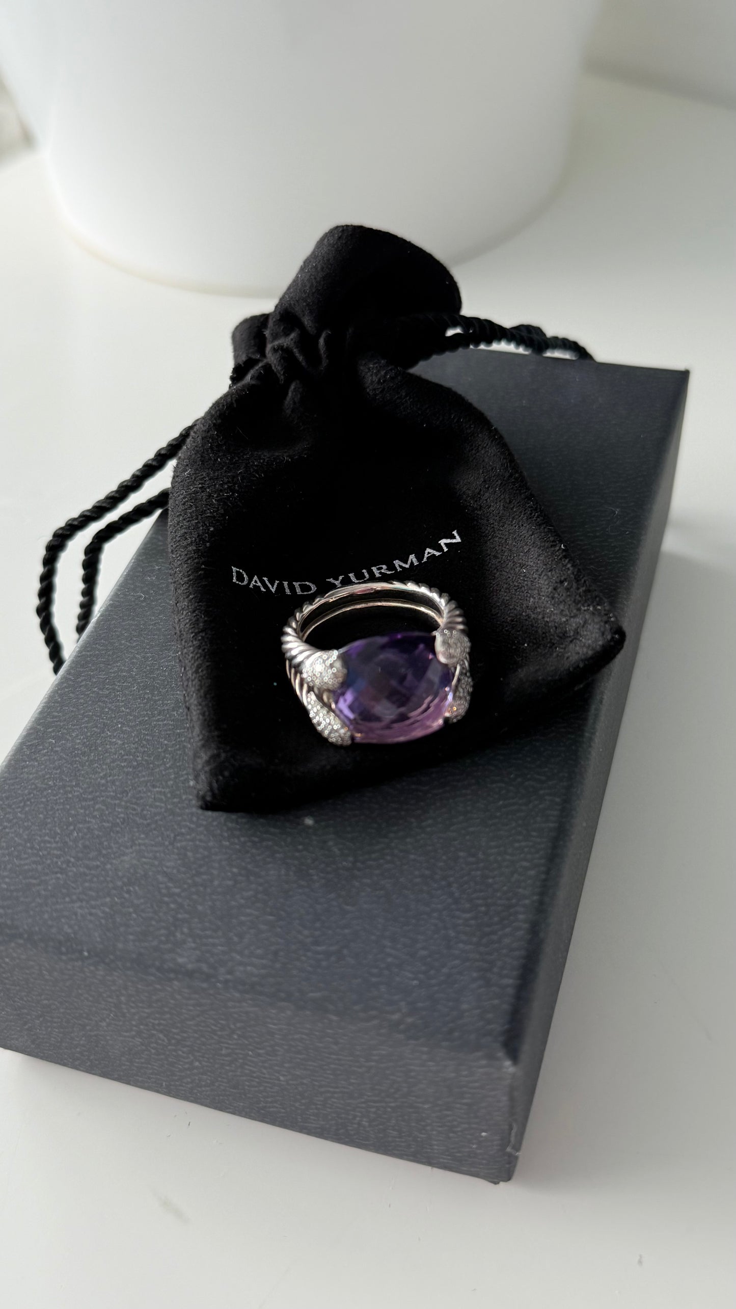 David Yurman Amathyst & Micro Pavé Diamonds Ring