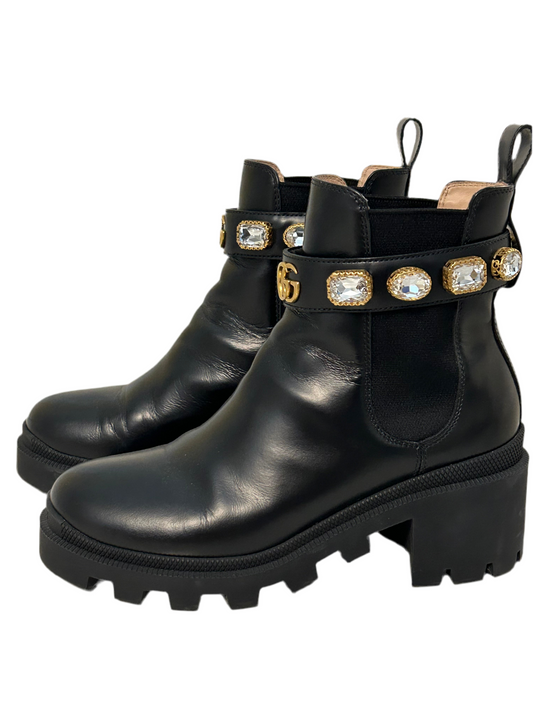 Gucci Leather Crystal Boots 36.5