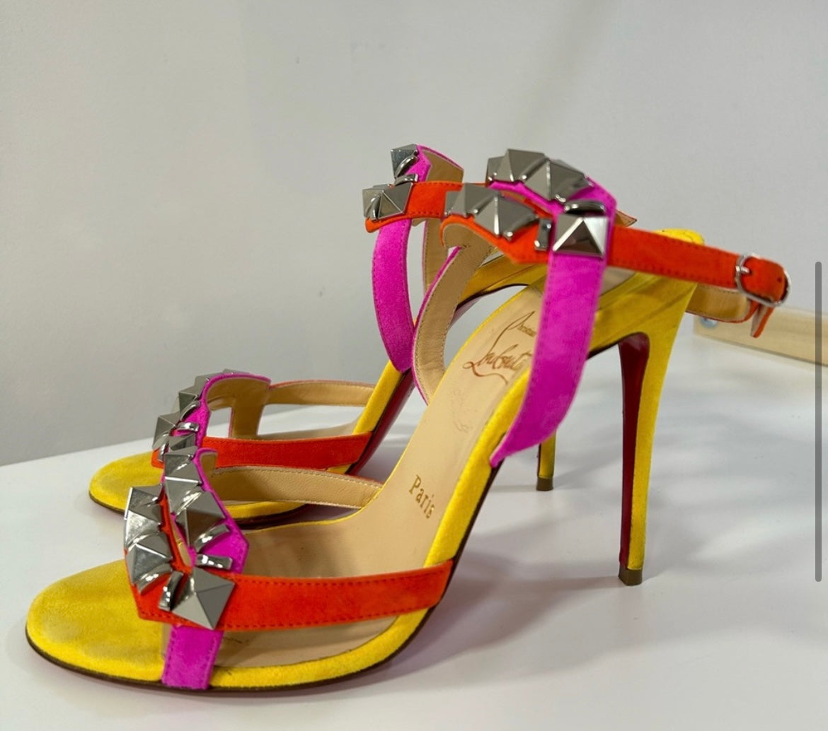 Christian Louboutin Studded Multi Color Strap heel 36.5