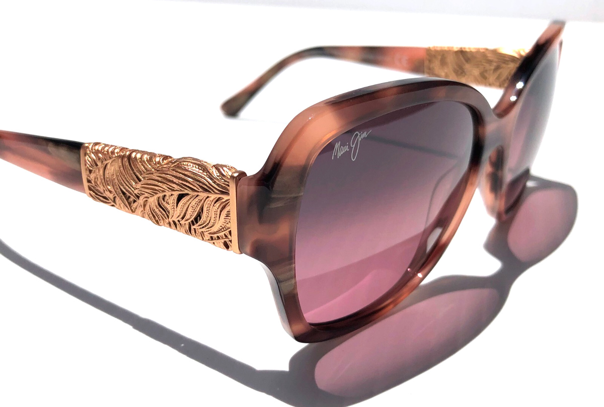 Maui Jim Rose Tortoise Sunglasses with Rose Lenses & Rose Gold Feather Temples