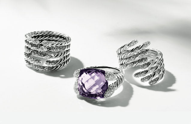 David Yurman Amathyst & Micro Pavé Diamonds Ring