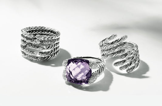 David Yurman Amathyst & Micro Pavé Diamonds Ring