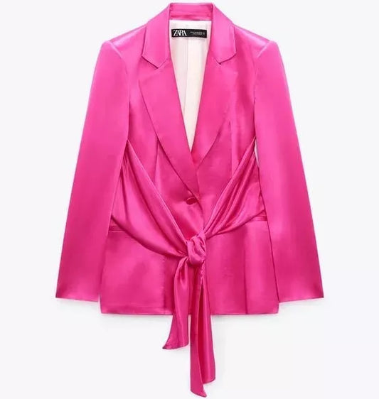 Pink Satin Blazer