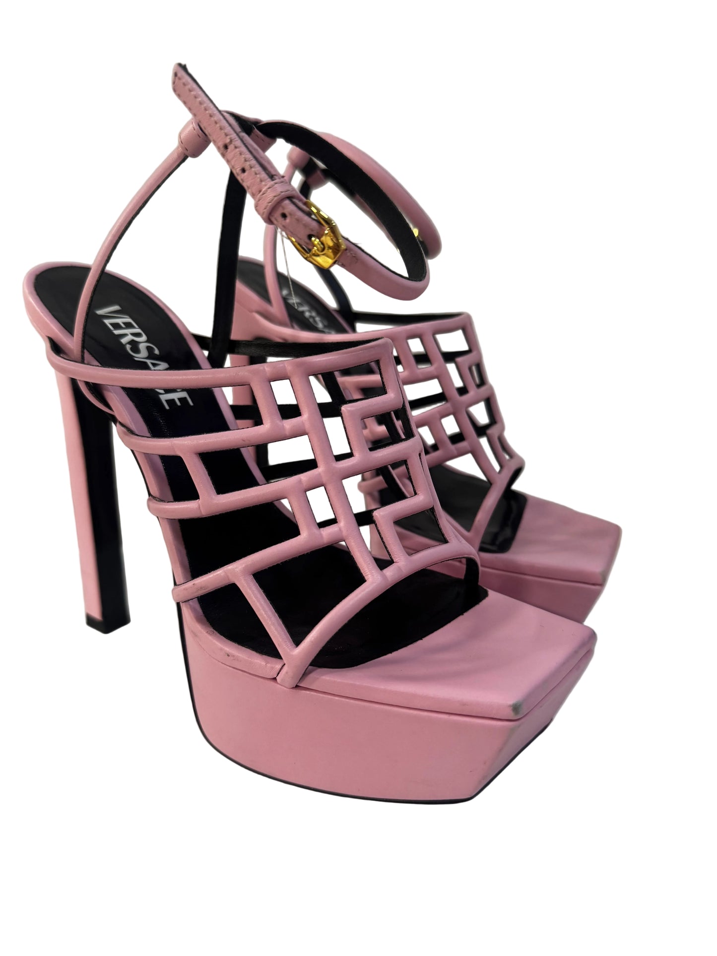 Versace Pink Greca Maze Heels