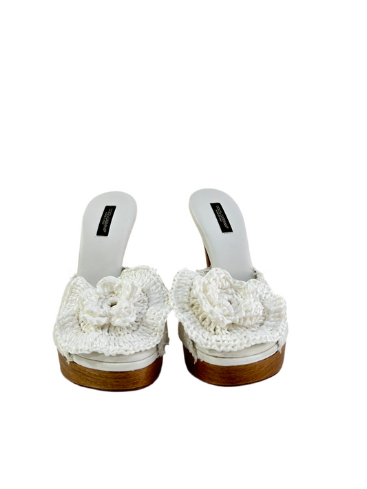 Dolce & Gabbana Raffia Crochet Mules