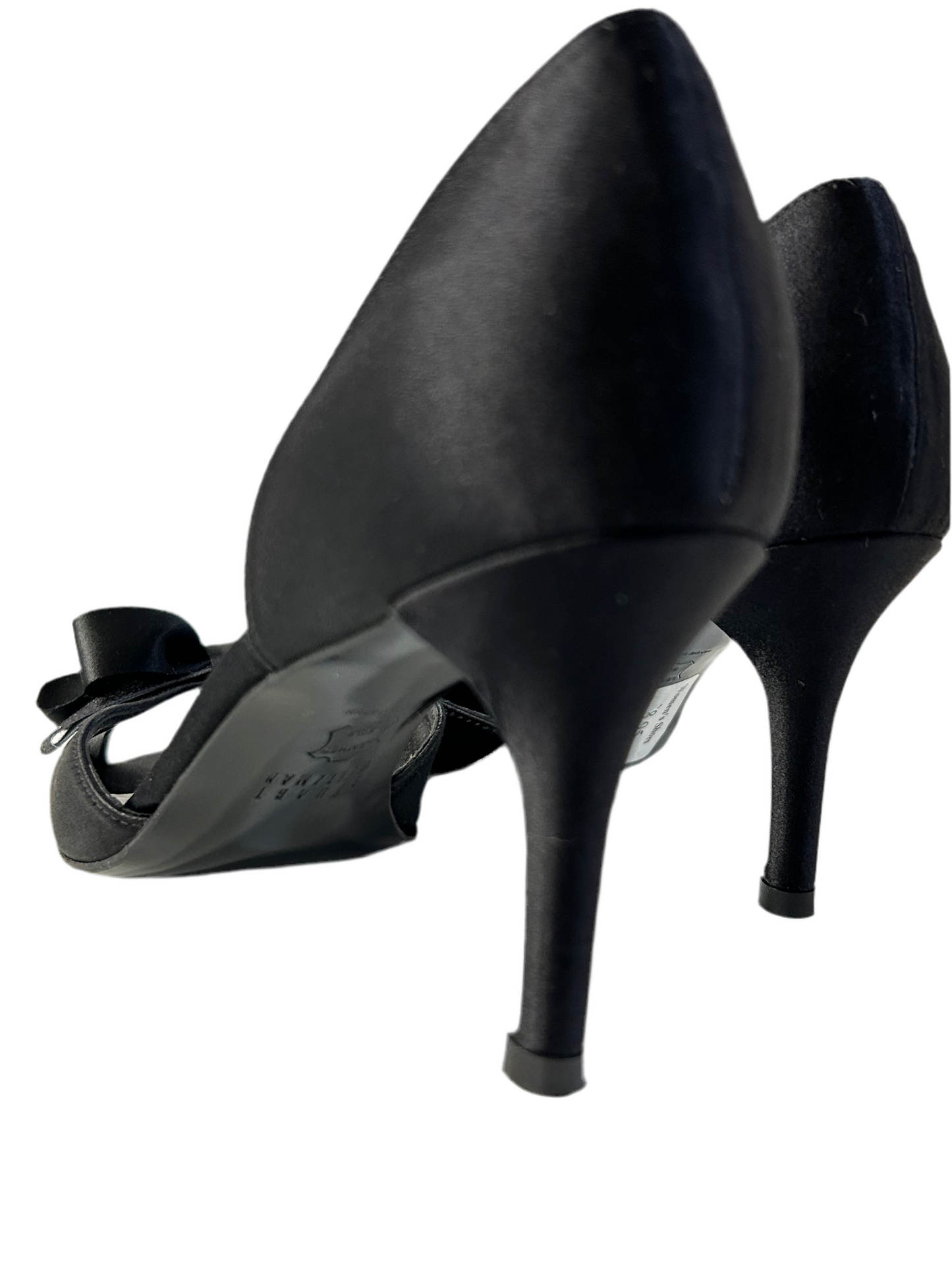 STUART WEITZMAN SATIN PEEP TOE BOW PUMPS 8.5