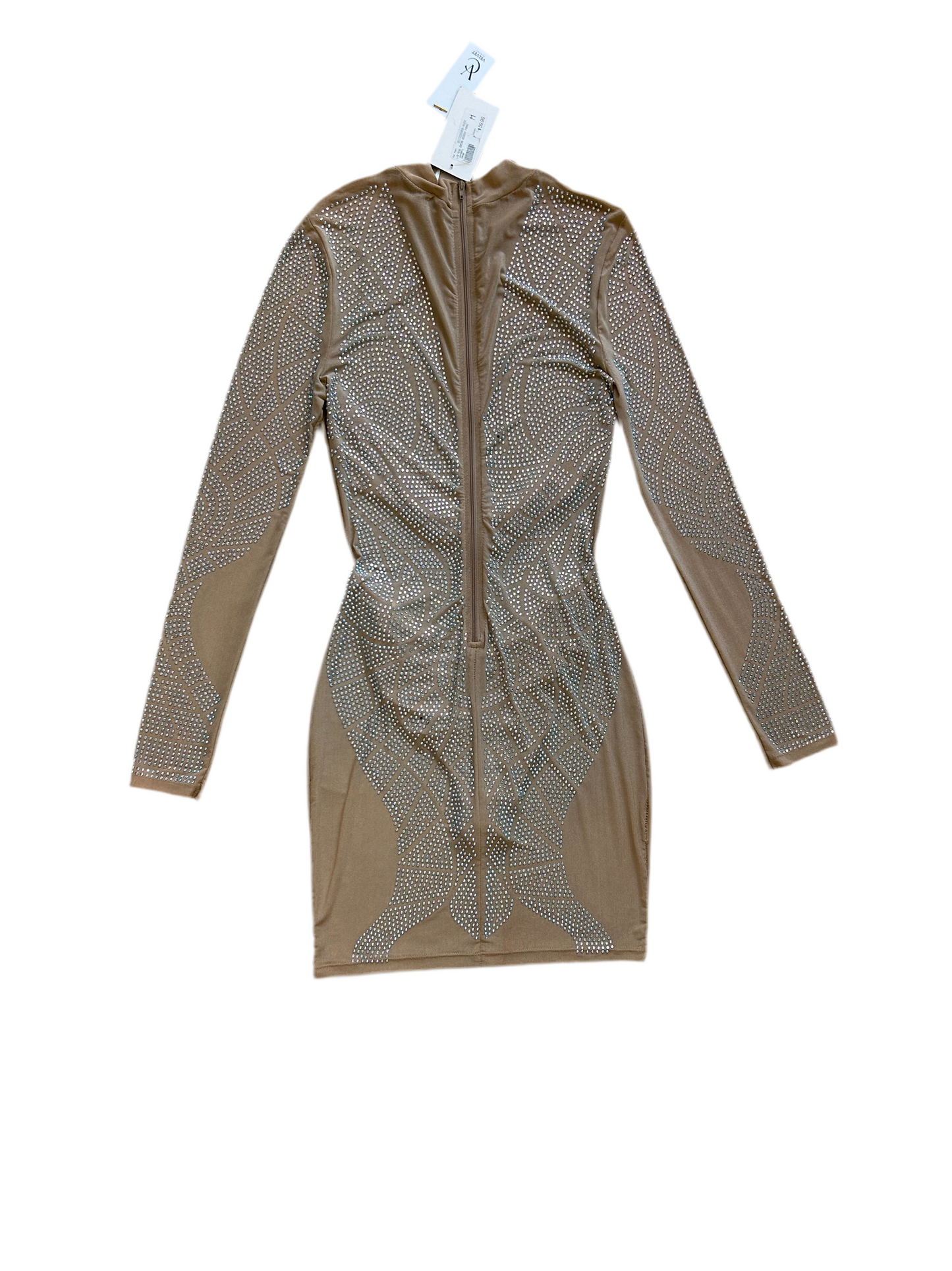 Nude Mesh Rhinestone Studded dress