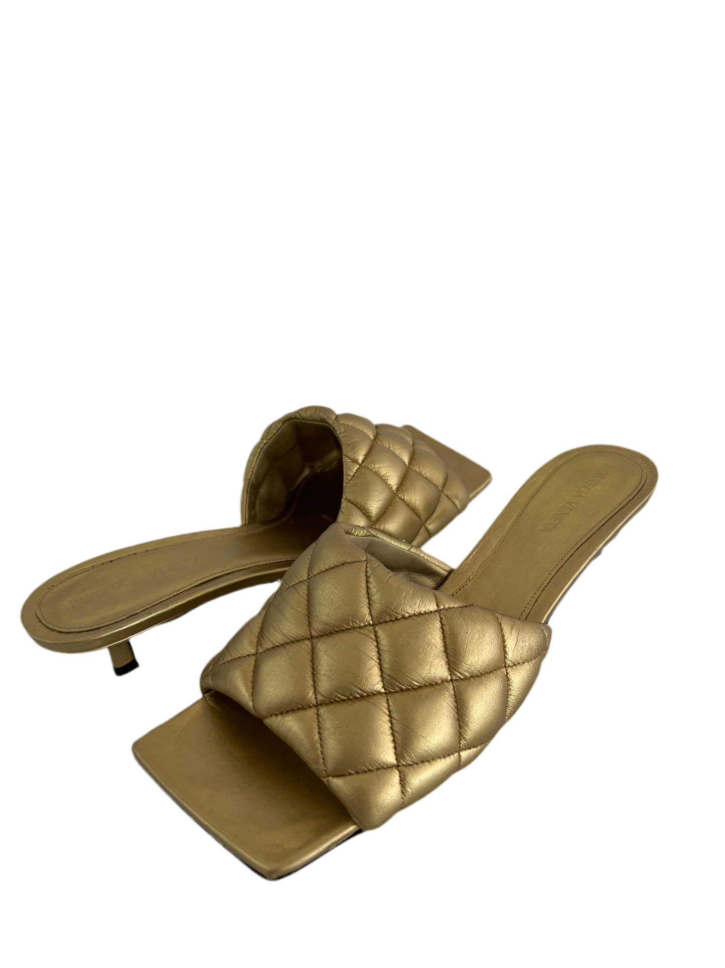 Bottega Veneta Gold Mules 38.5