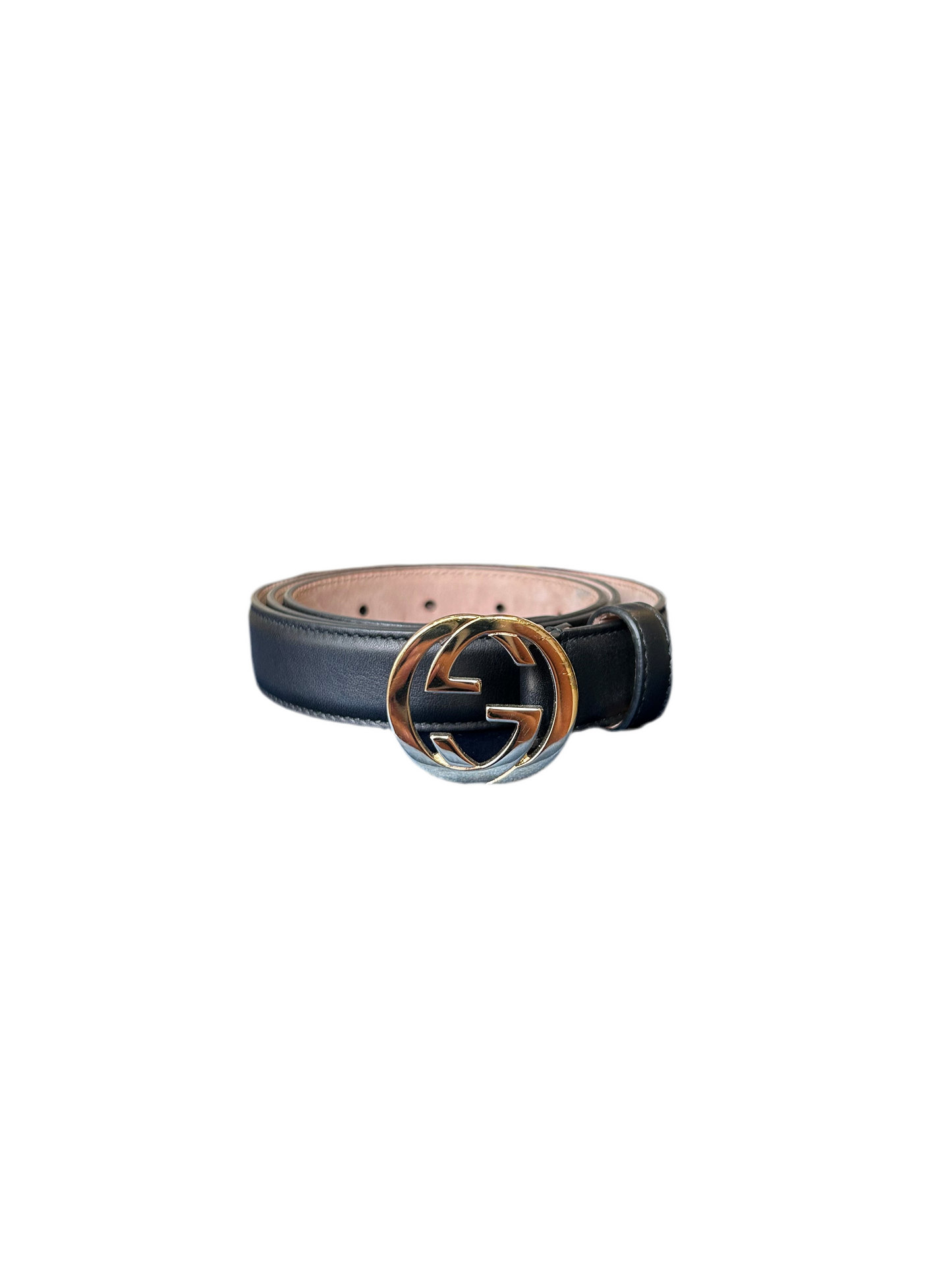 Gucci Black Interlocking Gold Logo Leather Belt