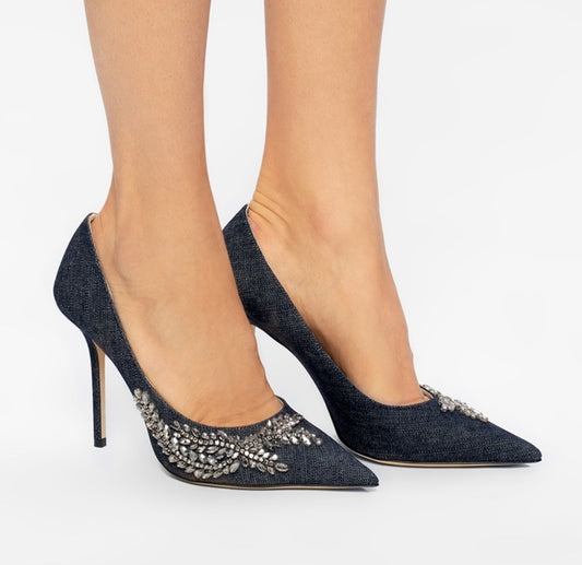 Jimmy Choo Love 100 Denim Pumps 38.5