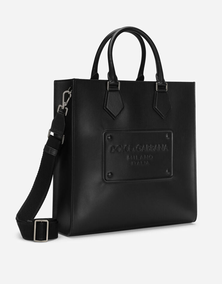 Dolce & Gabbana Calf Skin Leather logo-debossed tote bag Like New