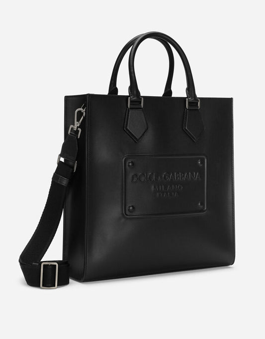 Dolce & Gabbana Calf Skin Leather logo-debossed tote bag Like New