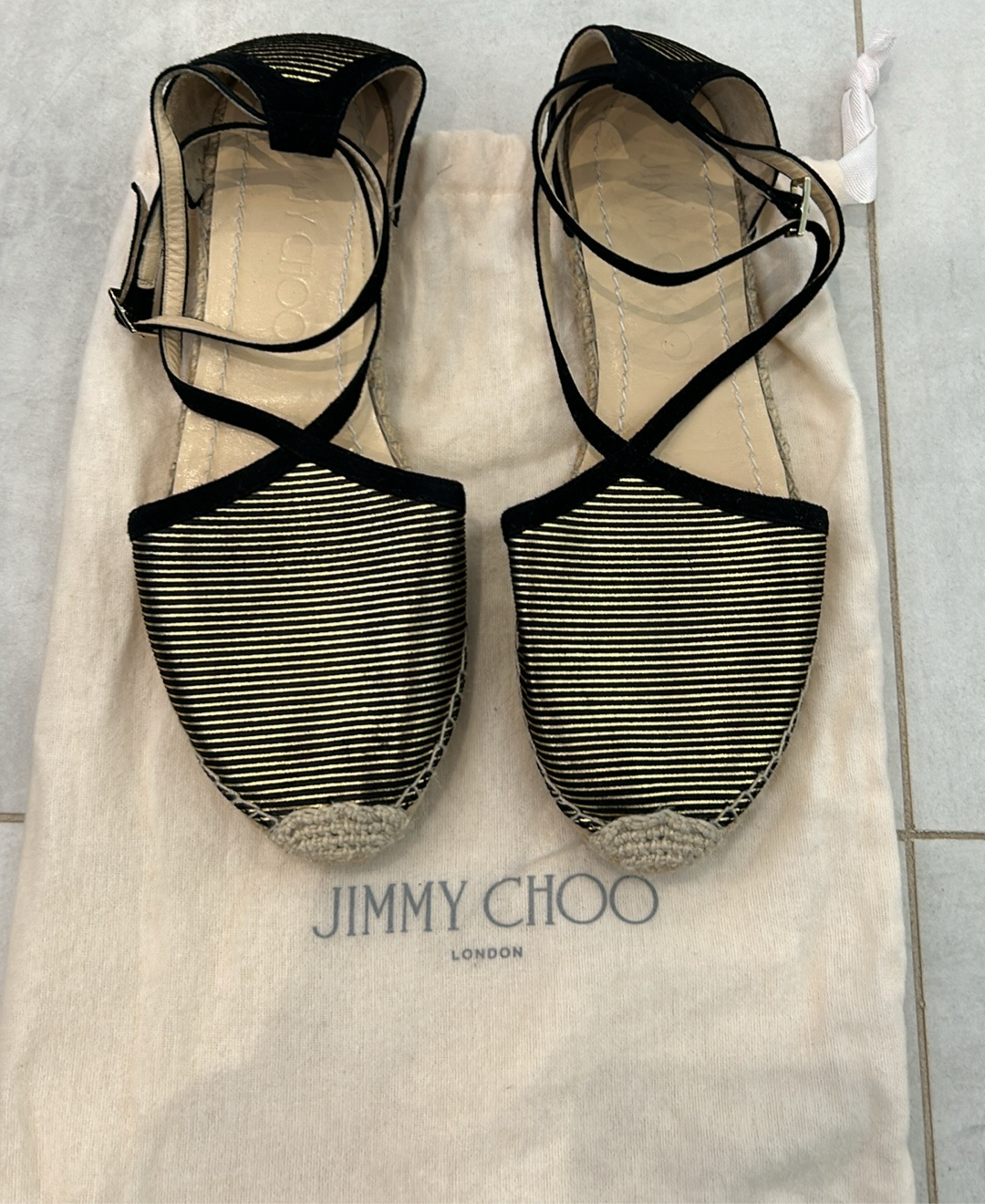 Jimmy Choo Canvas Espadrilles Sandals 36.5