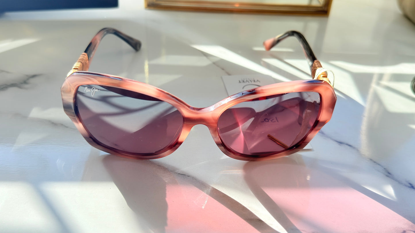 Maui Jim Rose Tortoise Sunglasses with Rose Lenses & Rose Gold Feather Temples