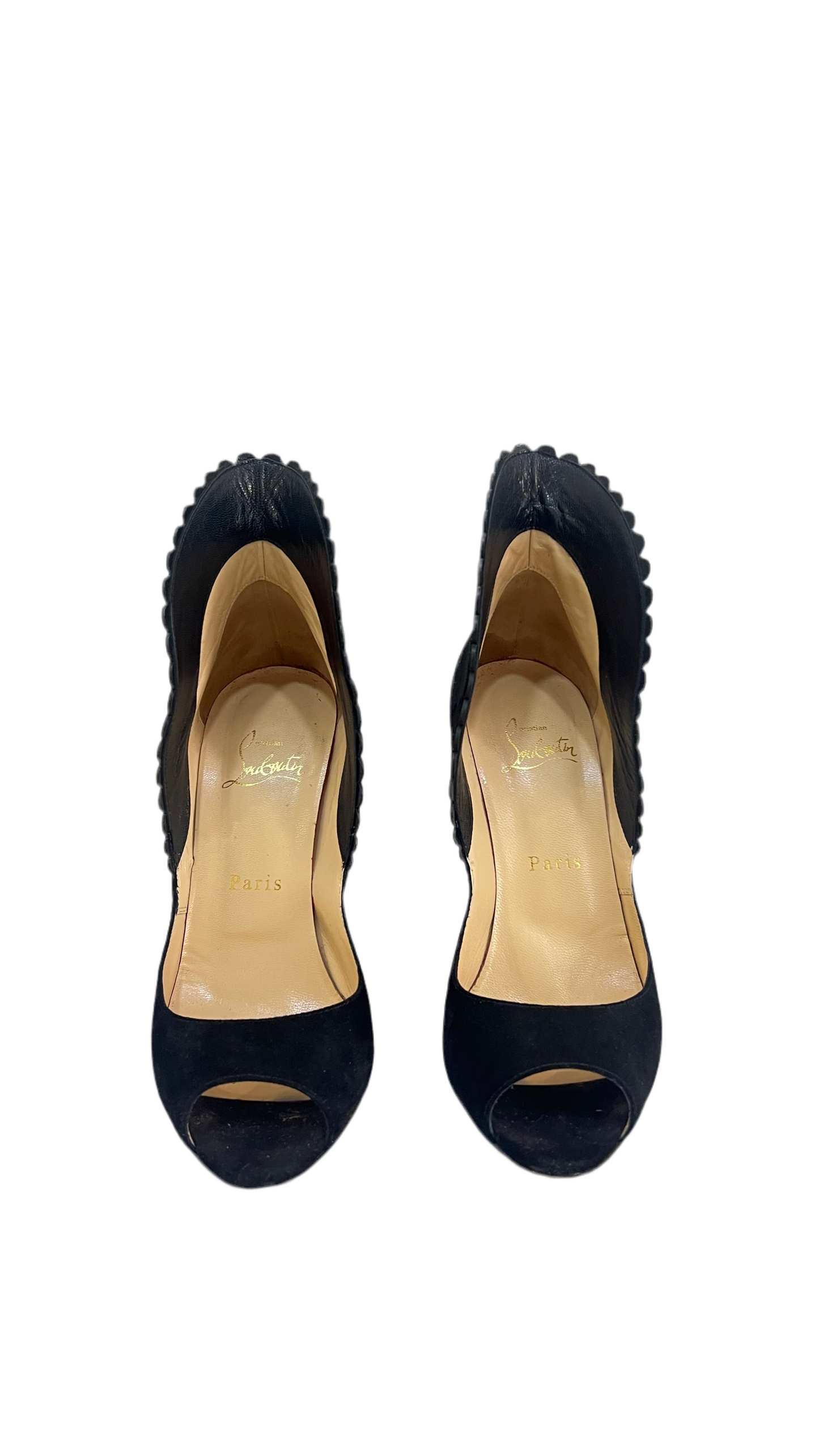 Christian Louboutin Pijonina Black Suede Heels 37