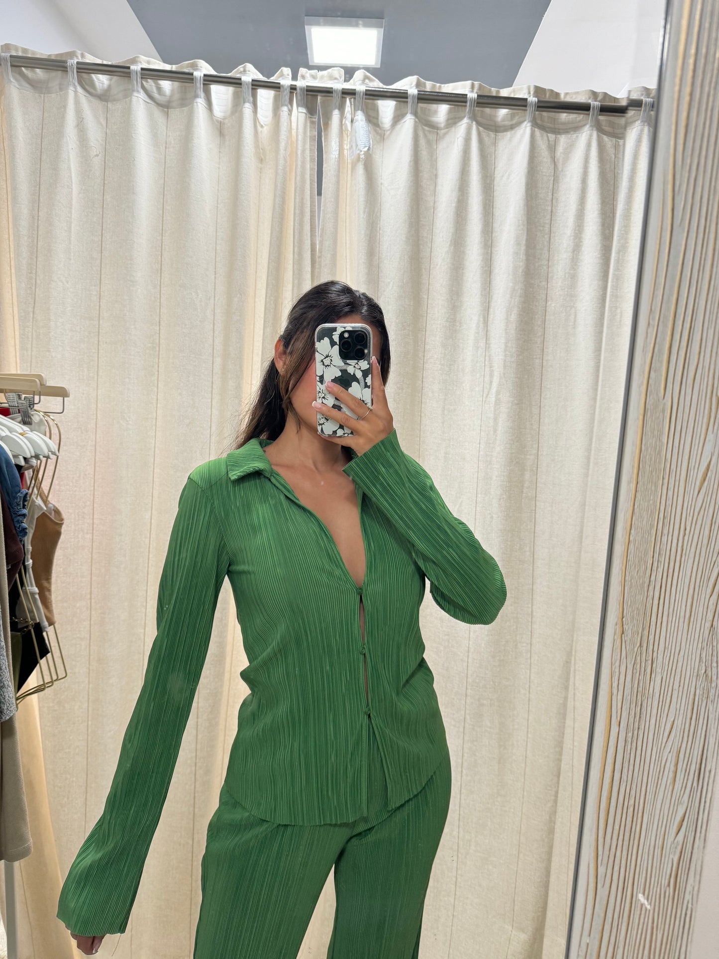 Green Zara Pleated Set