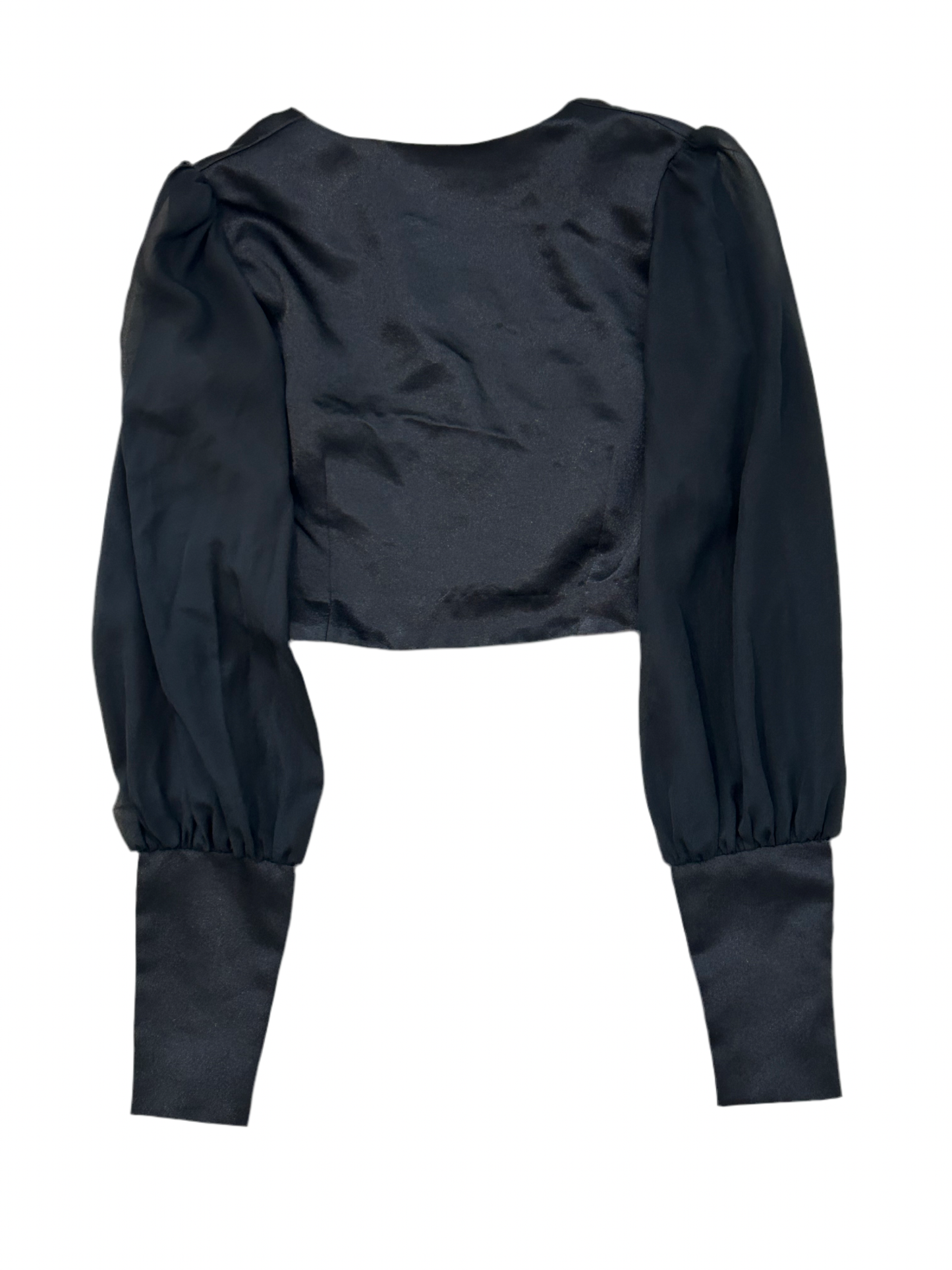 Black satin long sleeve top