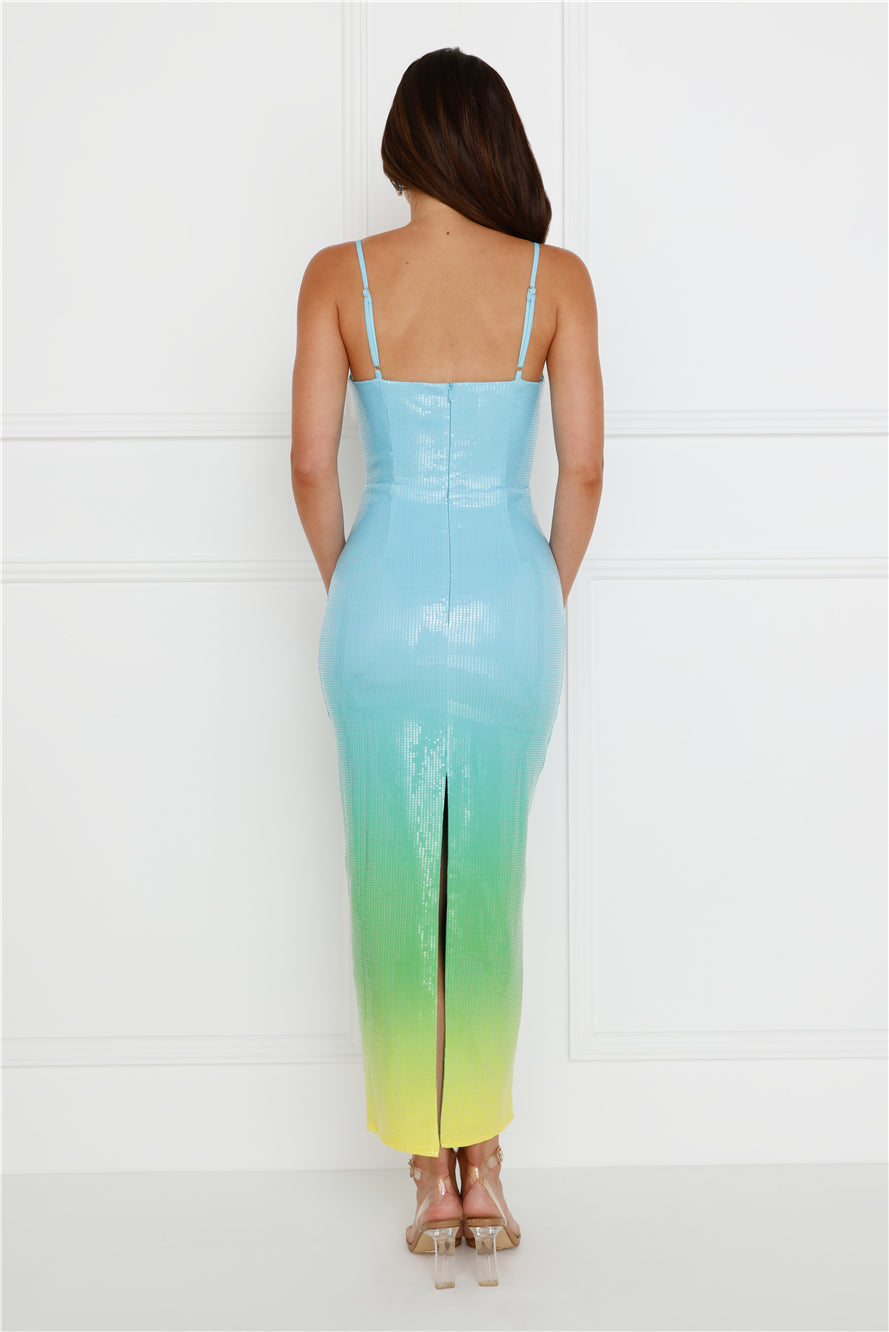Hello Molly Benito Midi Ombre Sequin Mermaid Slip Dress