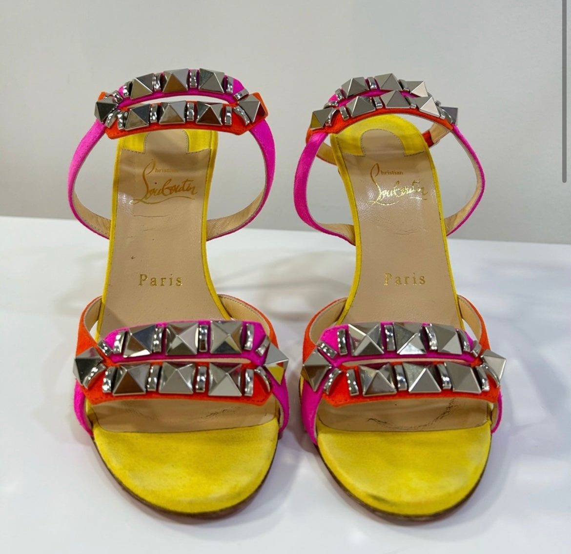 Christian Louboutin Studded Multi Color Strap heel 36.5