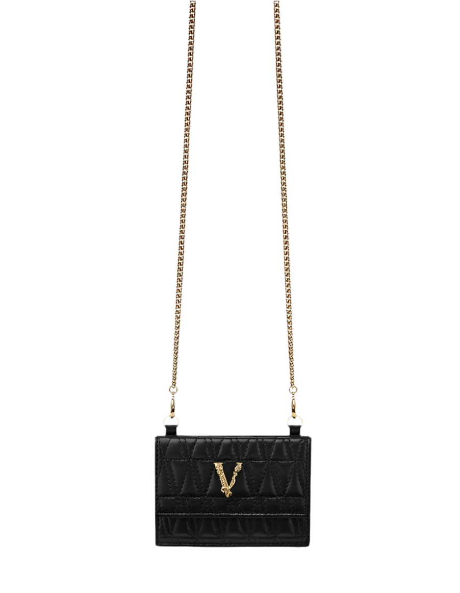 Black Versace Virtus Nappa Leather Card Holder