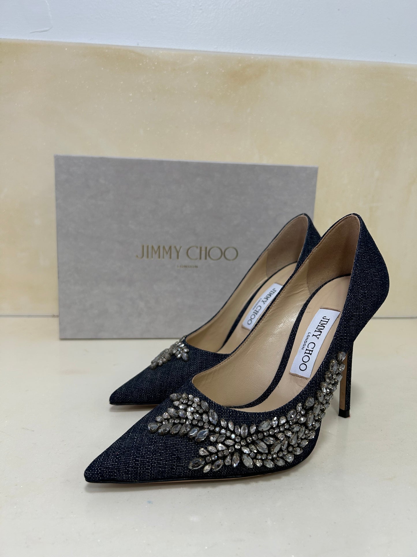 Jimmy Choo Love 100 Denim Pumps 38.5