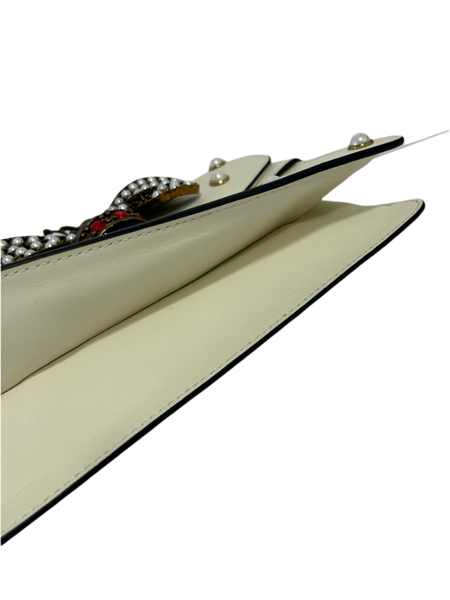 Gucci Ivory Queen Margaret Broadway Leather Pearl Bag
