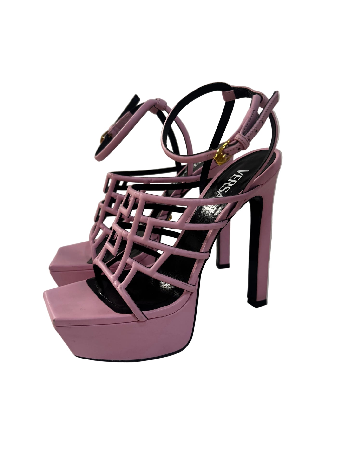 Versace Pink Greca Maze Heels