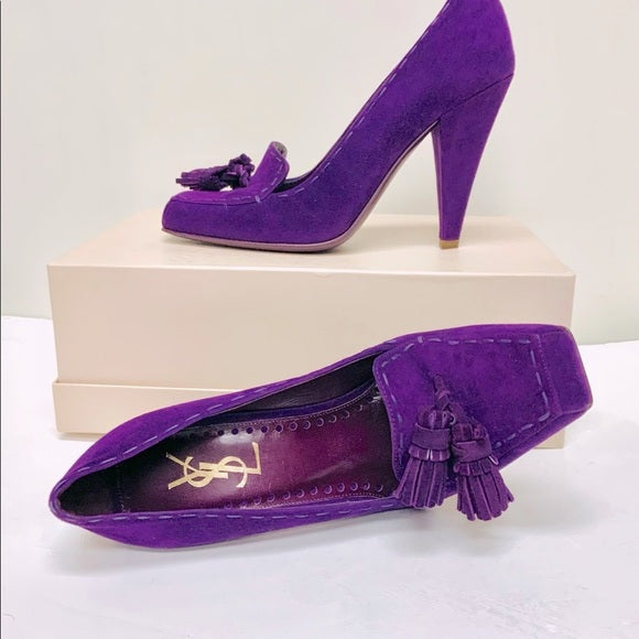 Vintage Saint Laurent Violet Suede Tassel Pump