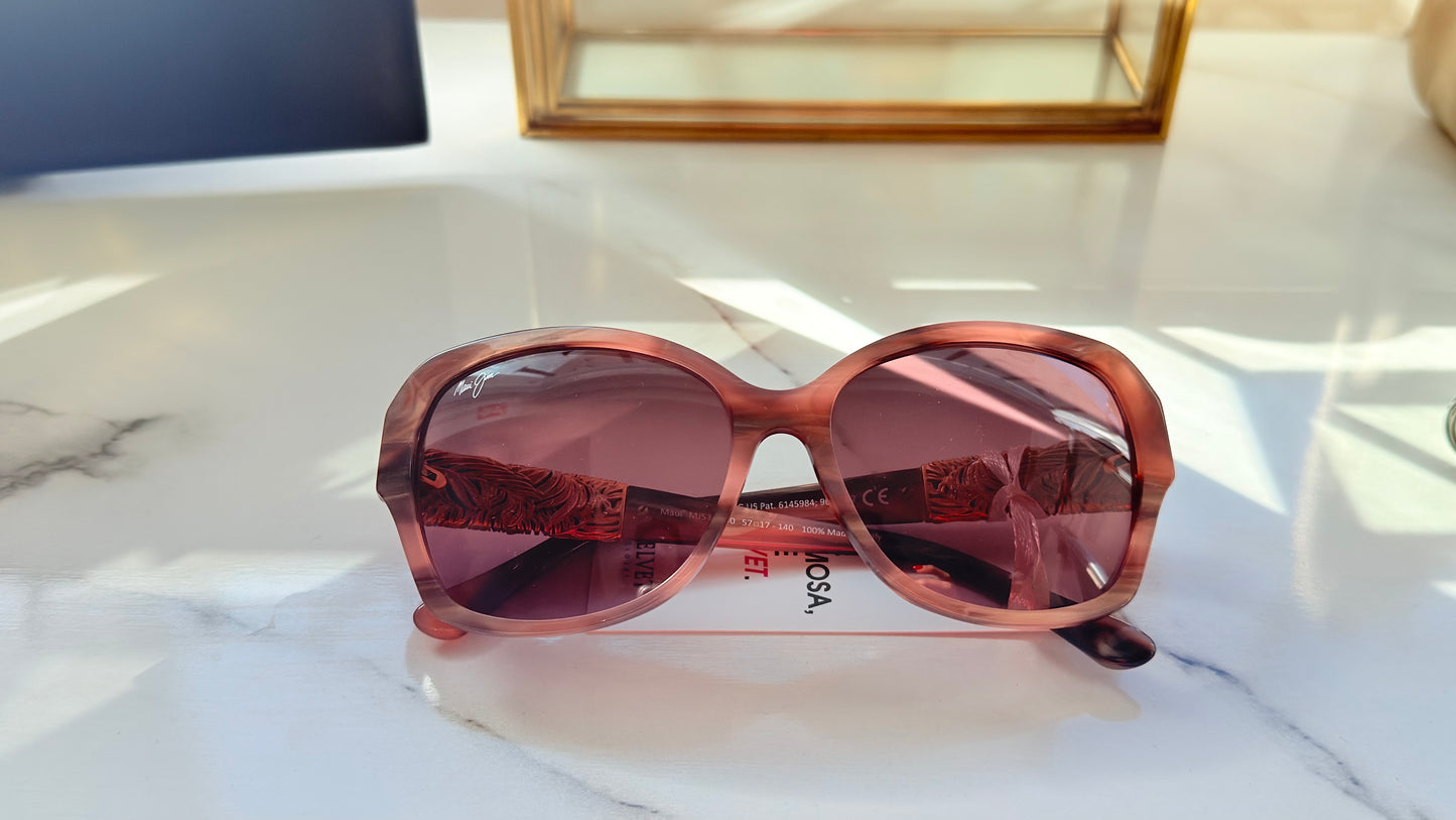 Maui Jim Rose Tortoise Sunglasses with Rose Lenses & Rose Gold Feather Temples