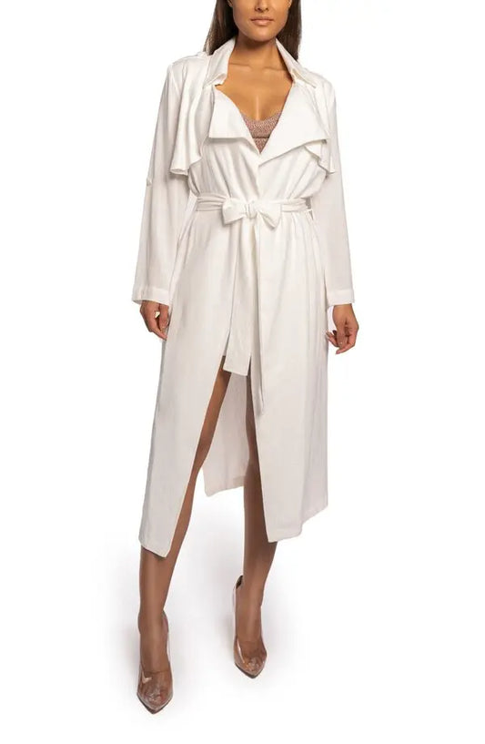 Jlux label White Linen Trench Coat