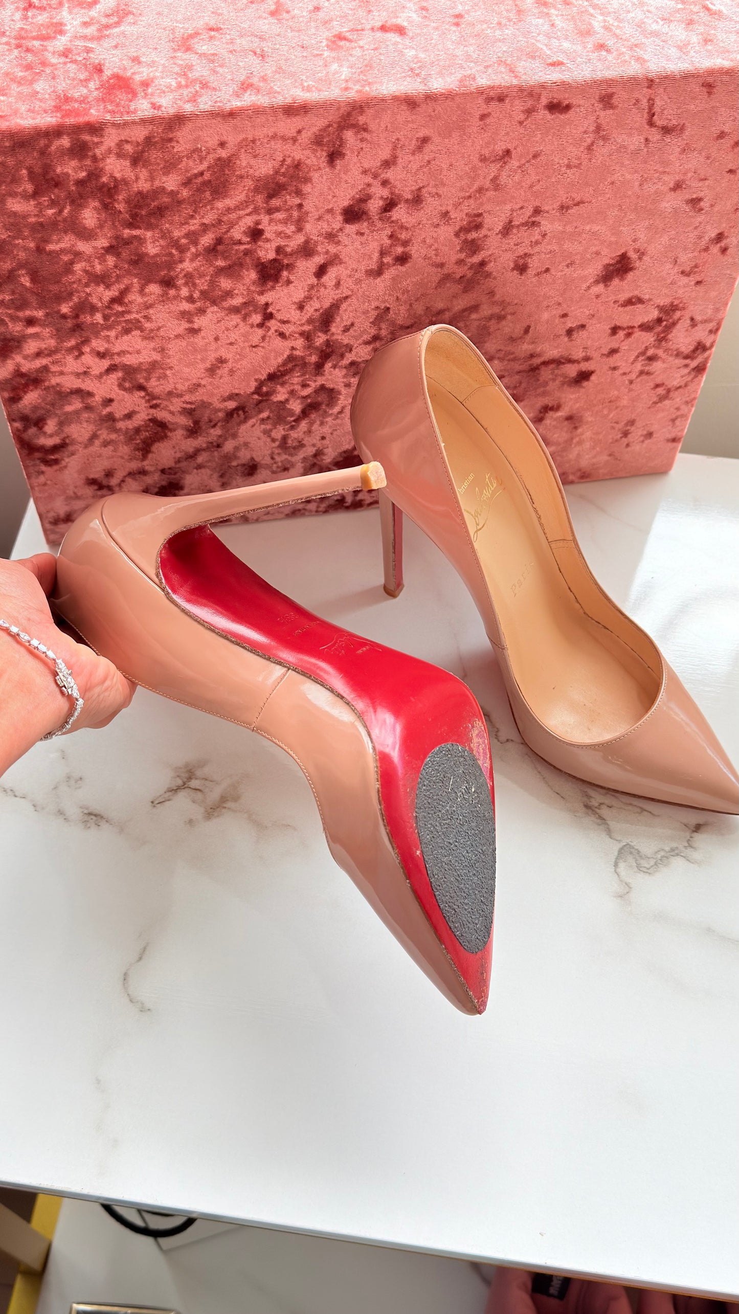 Christian Louboutin So Kate 120 Nude Heels 38.5