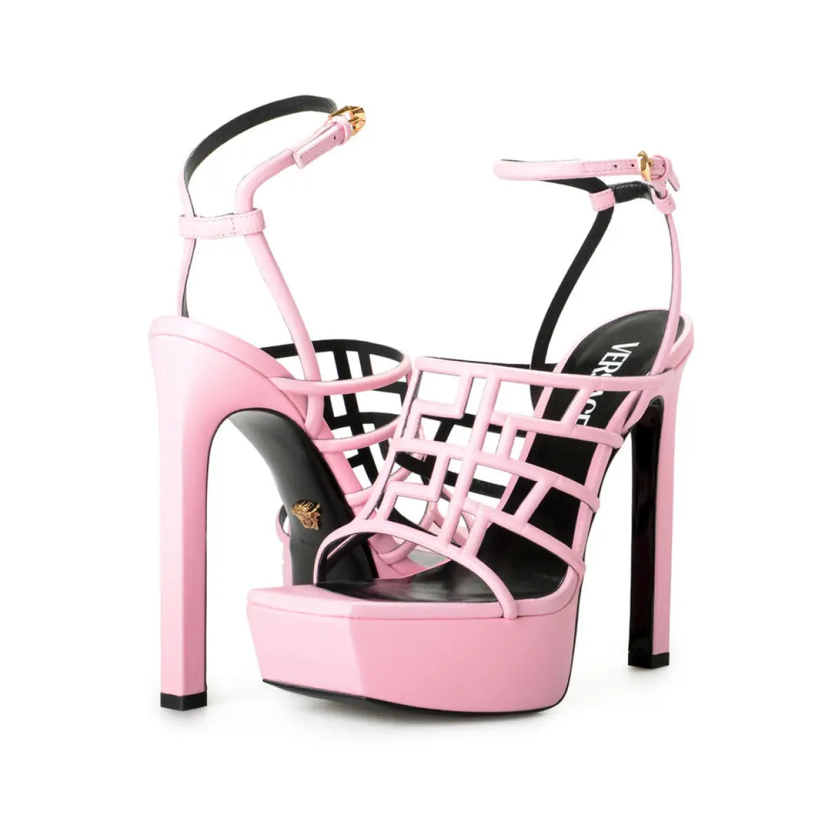 Versace Pink Greca Maze Heels