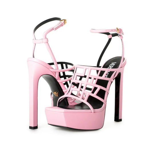 Versace Pink Greca Maze Heels