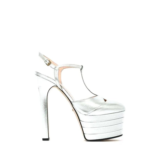 Gucci Silver Angel Platform Heels