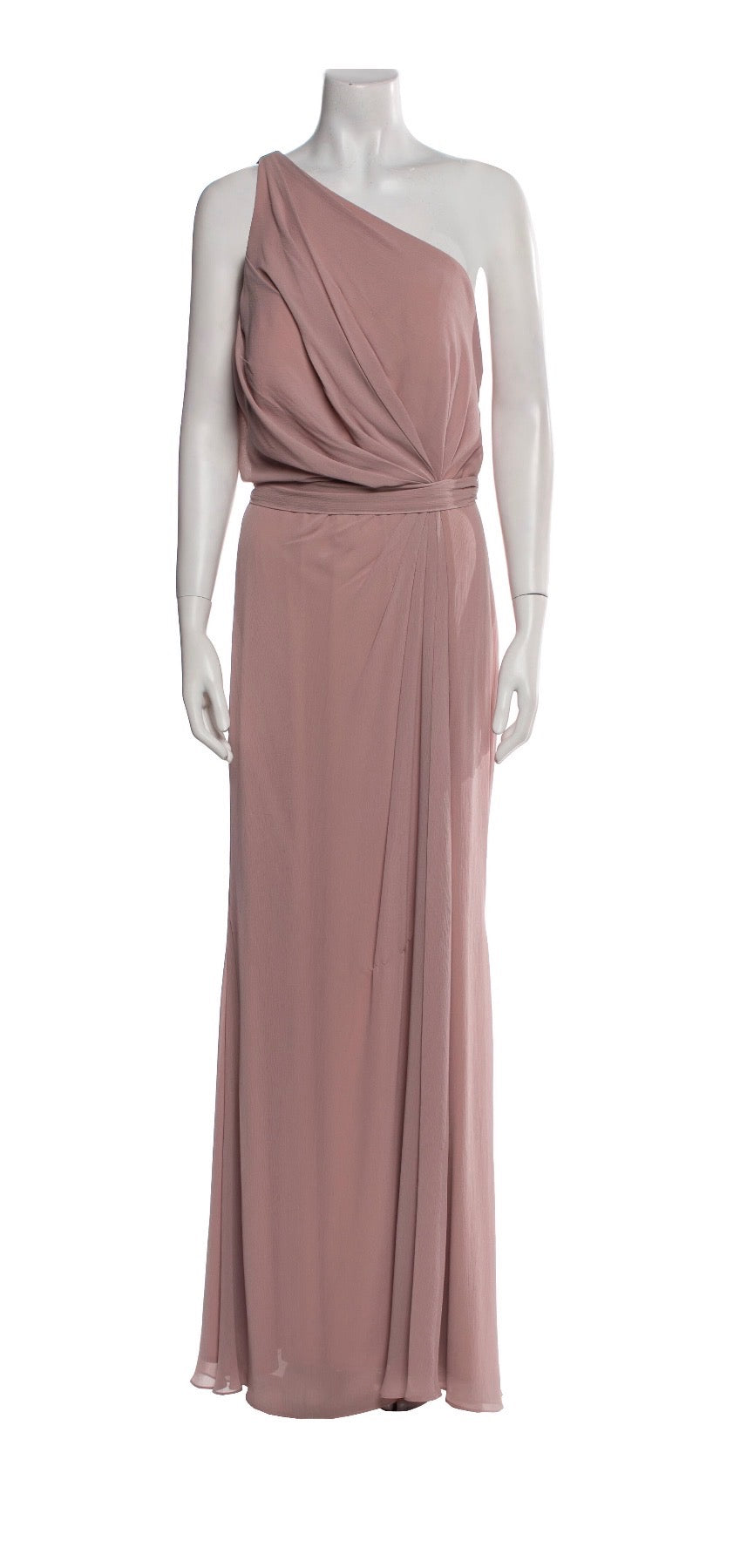 Watters Nora One Shoulder Chiffon Maxi Dress