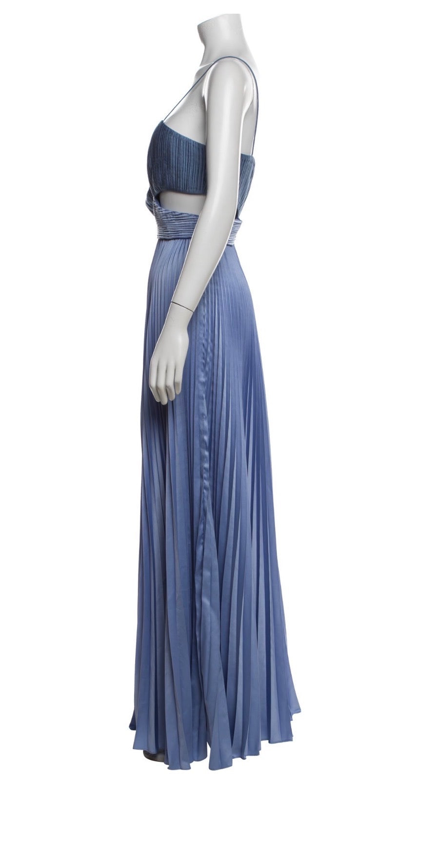AMUR Elodie Pleated Cut-Out Gown – Ocean/Navy