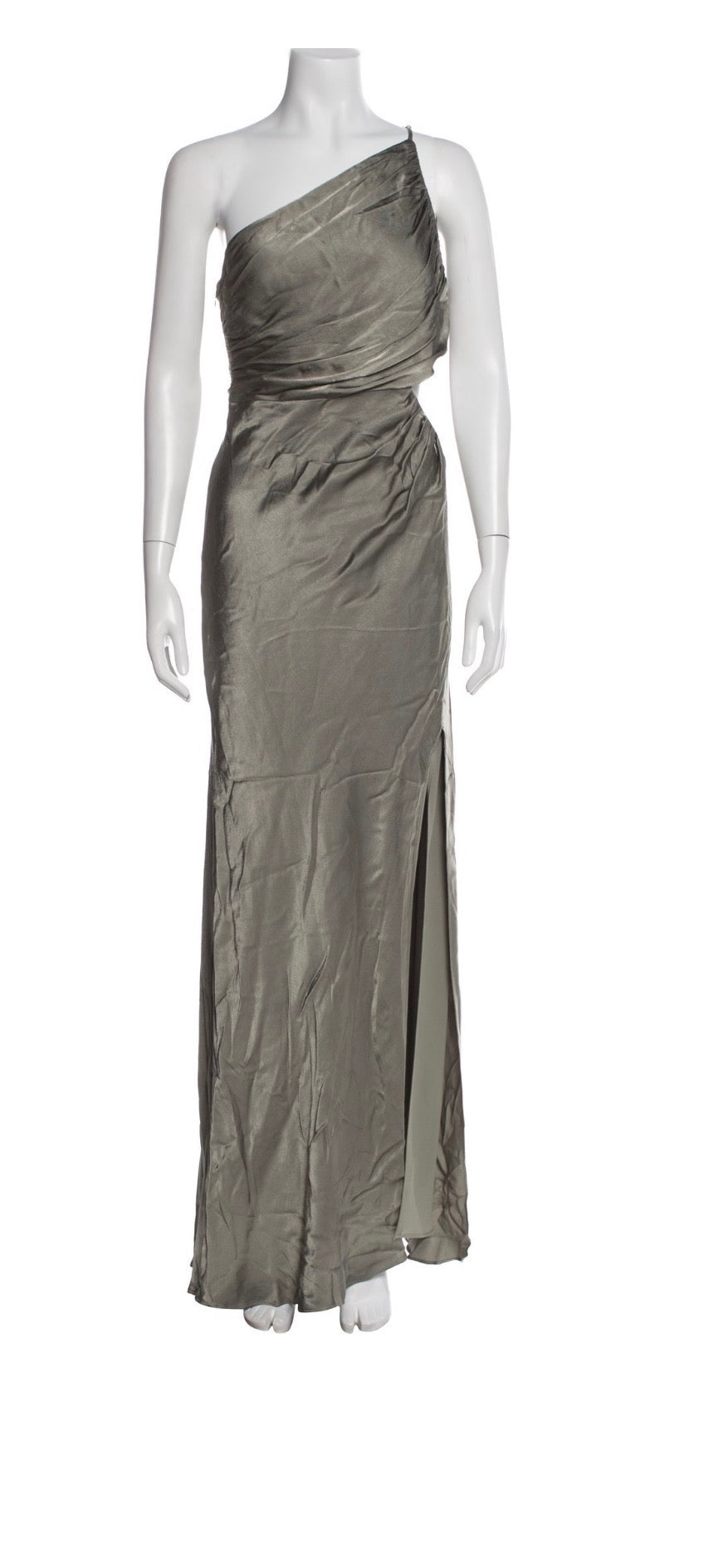 Shona Joy Green One-Shoulder Evening Gown