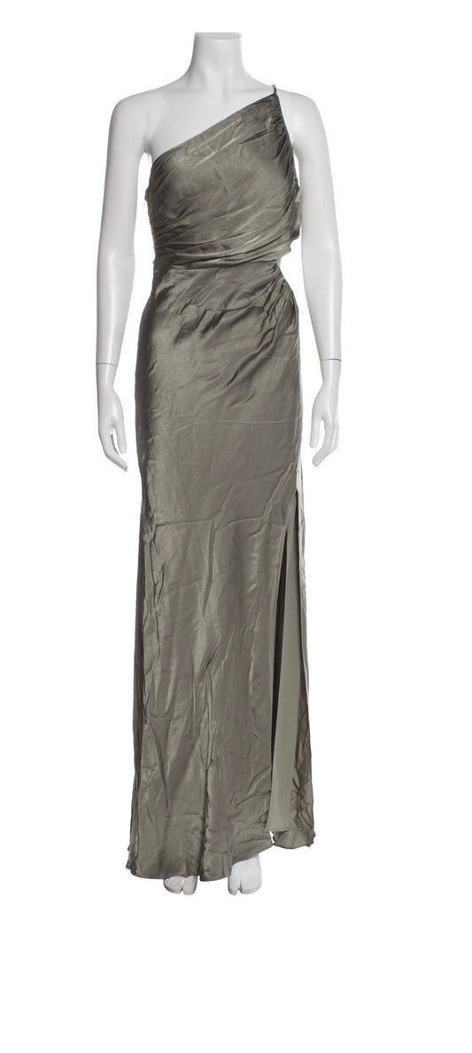 Shona Joy Green One-Shoulder Evening Gown